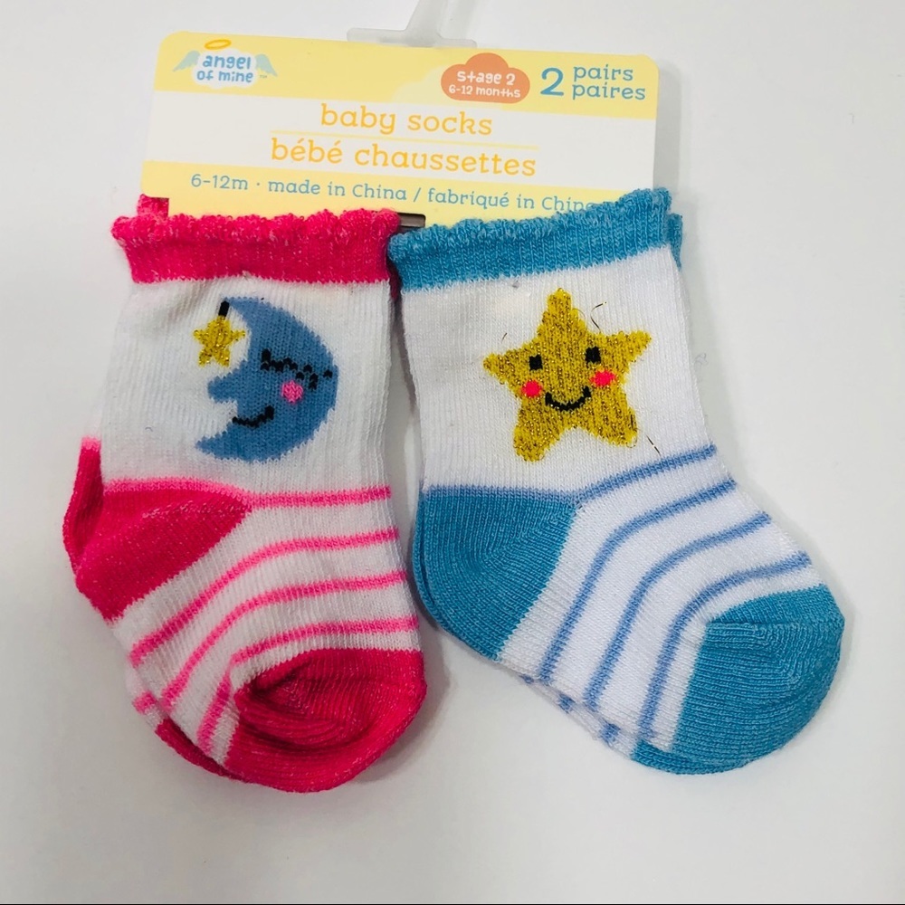 “Angel of Mine” Two Pair Baby Socks